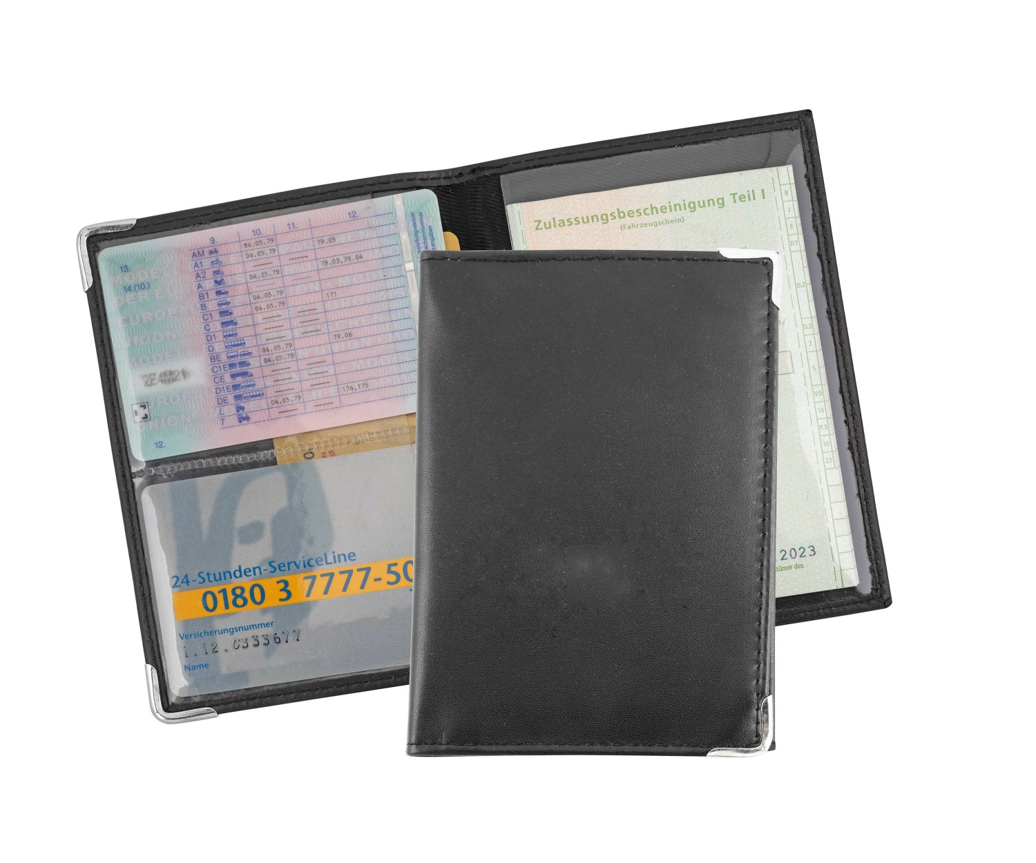 Ausweistasche / KFZ Schein Schutzhülle / aus PU / Farbe: schwarz