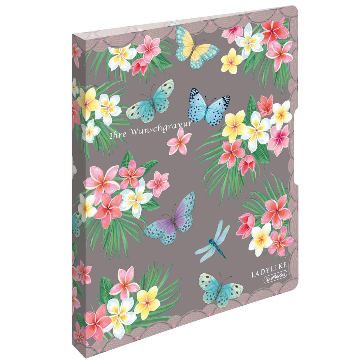 Herlitz Ringbuch mit Gravur / DIN A4 / 16mm / PP / "LadyLike Butterflies"