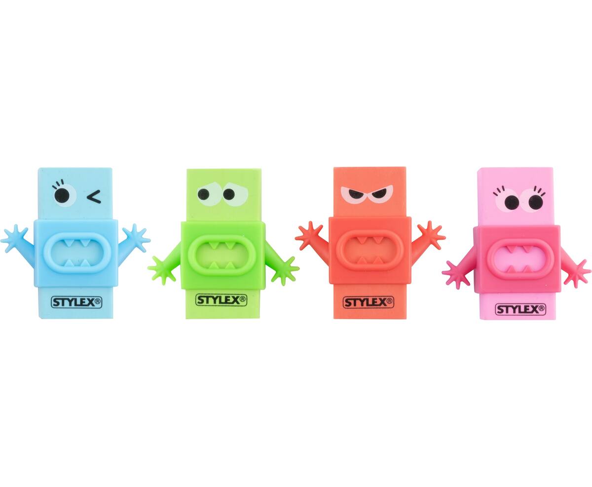 4 Radiergummis / Radierer / "Monster"