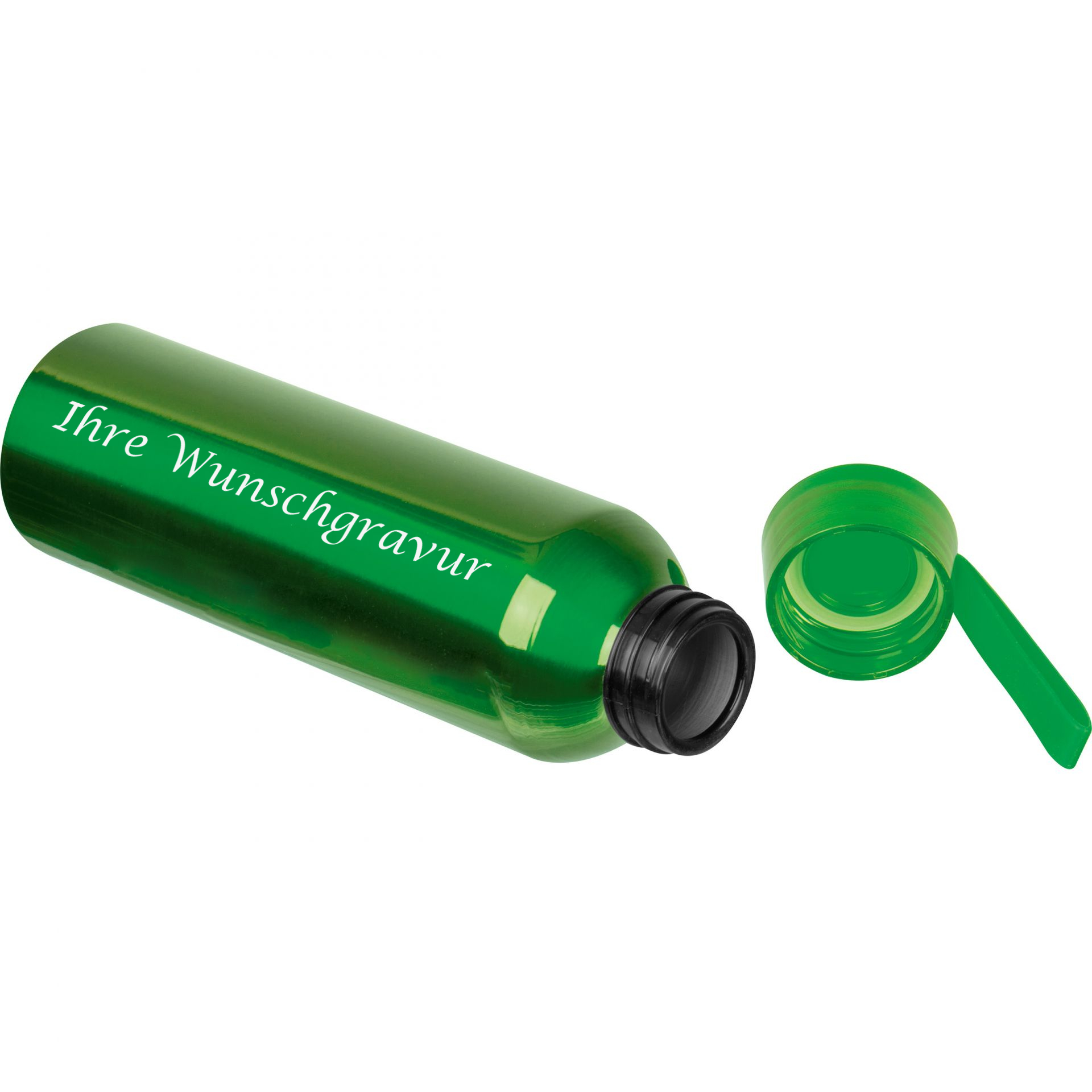 Aluminium Trinkflasche mit Gravur / mit Trageschlaufe / 600ml / Farbe: grün