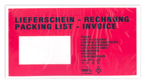 1000 Dokumententaschen Lieferscheintaschen DIN lang