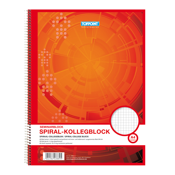 10x Collegeblock A4 Spirablock Kollegblock kariert
