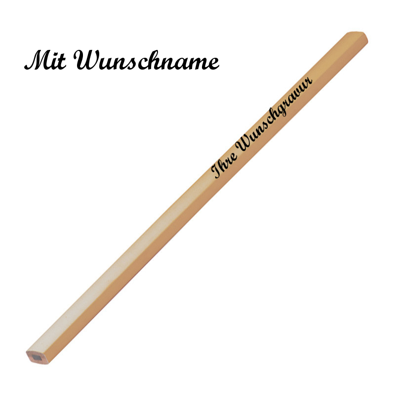 10 Zimmermannsbleistifte mit Namensgravur - Länge: 25cm - naturbelassen