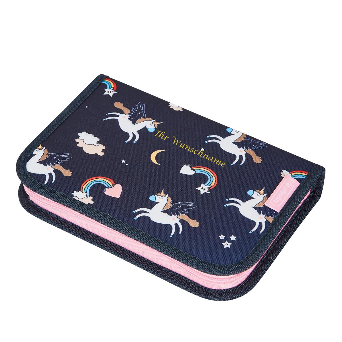 Herlitz Federtasche mit Gravur / Federmappe / Schüleretui / 19teilig / "Einhorn"