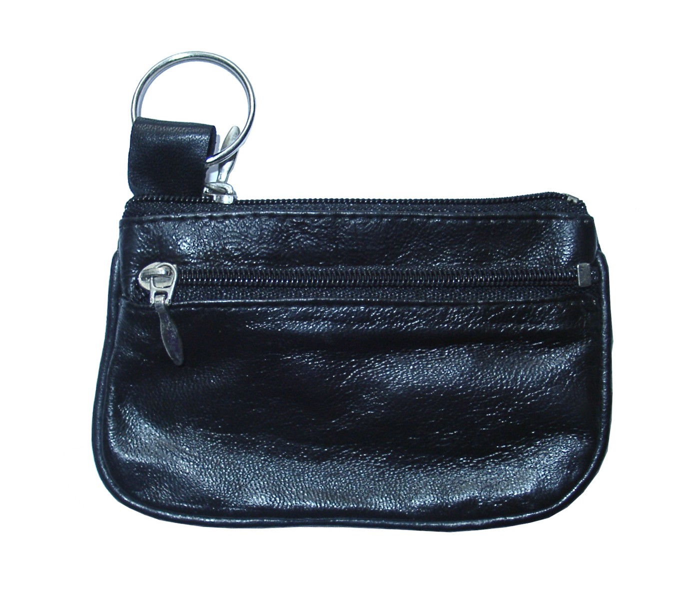 Schlüsseltasche / aus Leder / mit Kleingeldfach / Farbe: schwarz