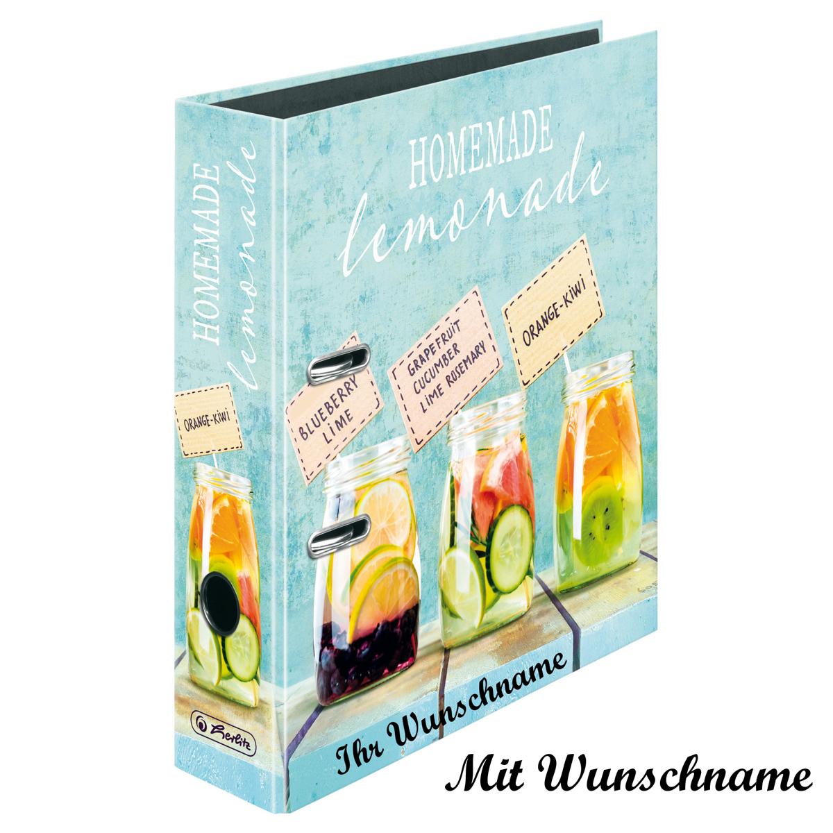 Herlitz Motivordner mit Namensgravur - DIN A4 - 80mm breit - "Limonade"