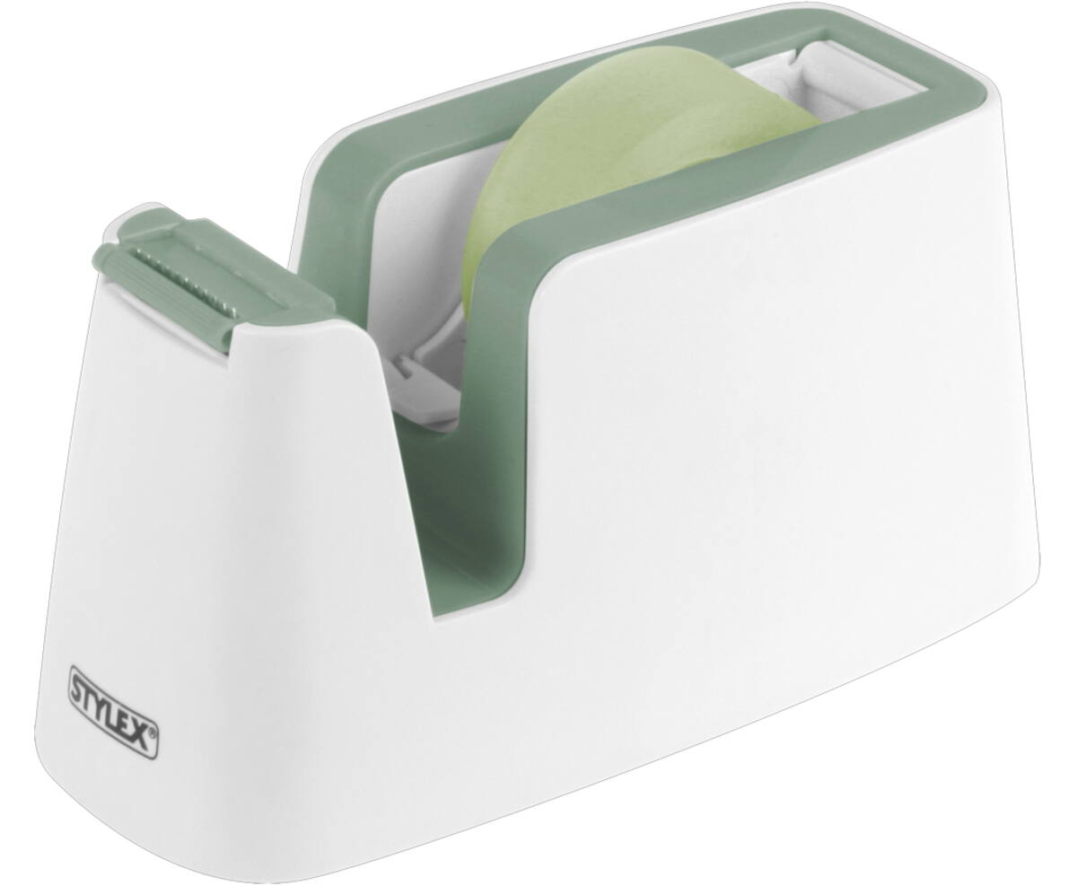 Klebefilm-Tischabroller / inklusive 1 Rolle Klebefilm / Farbe: weiß-grün