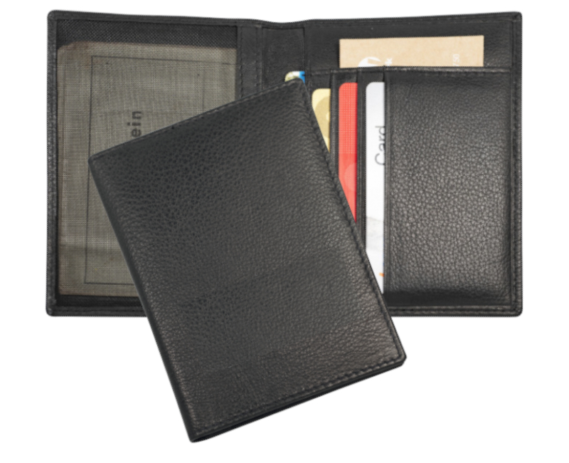 Ausweistasche / aus Leder / mit Kreditkartenfächer / Farbe: schwarz