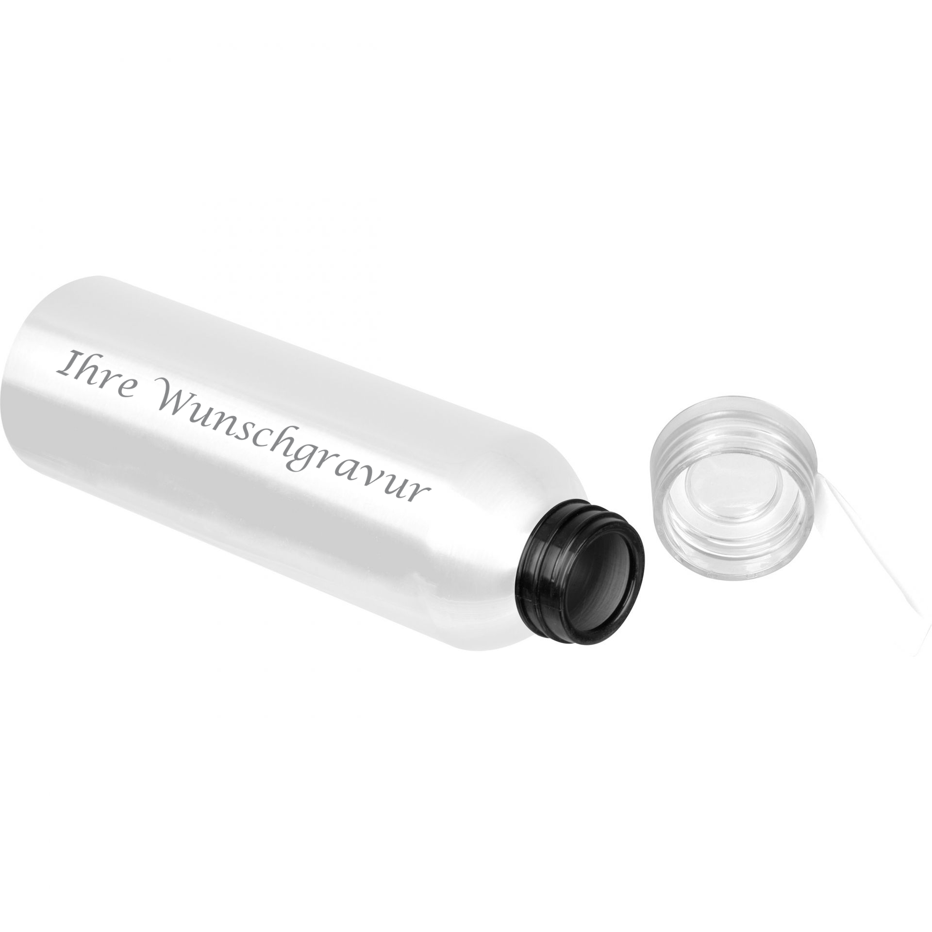 Aluminium Trinkflasche mit Gravur / mit Trageschlaufe / 600ml / Farbe: weiß