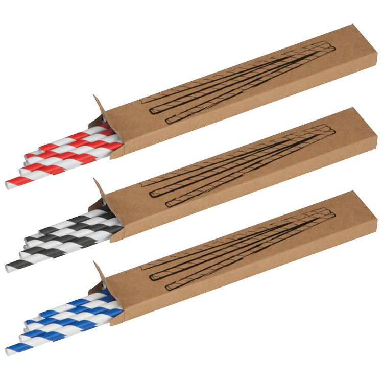 30 zweifarbige Trinkhalme aus Pappe / 3 verschiedene Farben