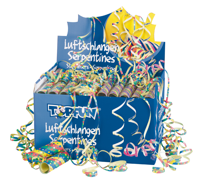 100 Rollen Luftschlangen 4m = 1800 Röllchen im Display