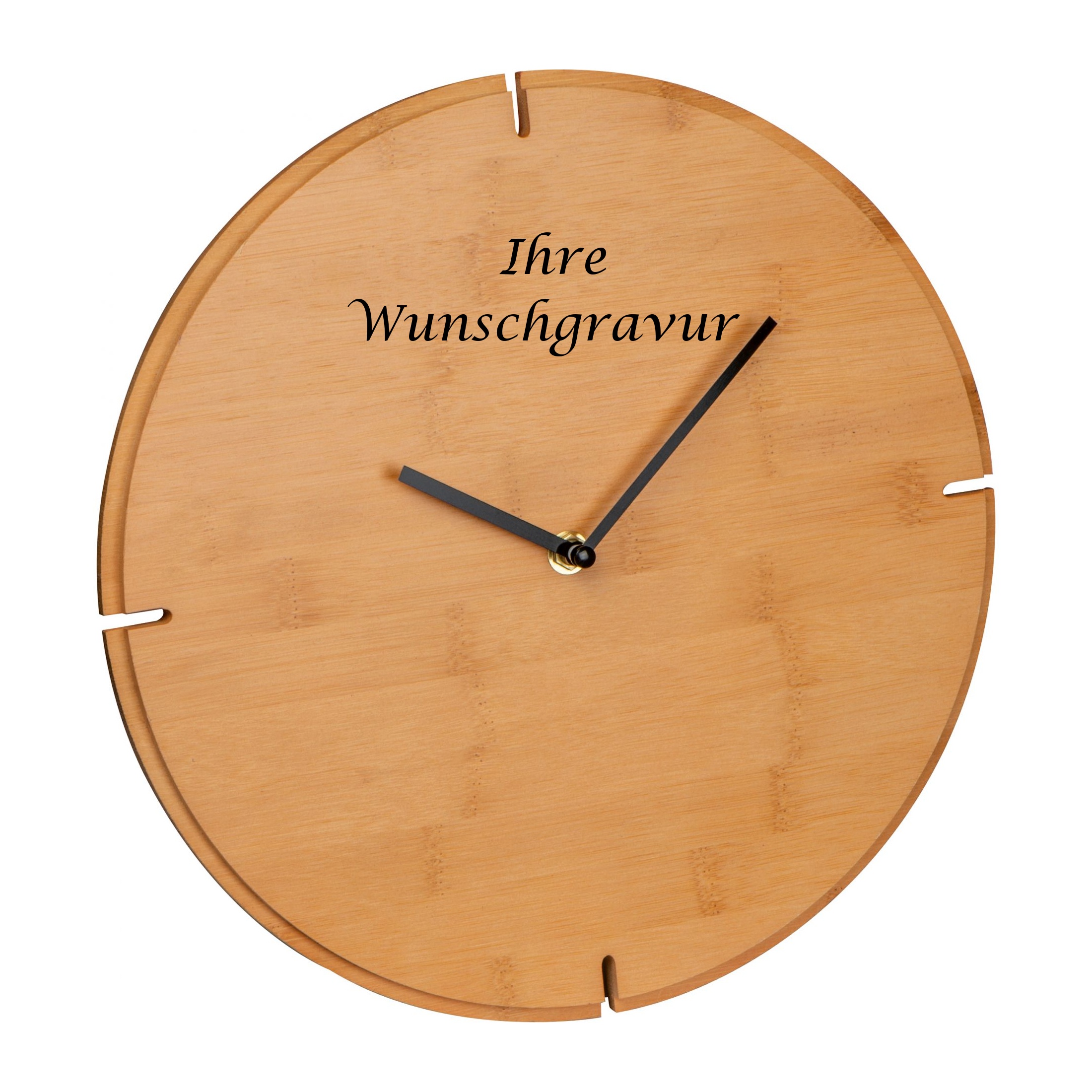 Wanduhr aus Bambus mit Gravur
