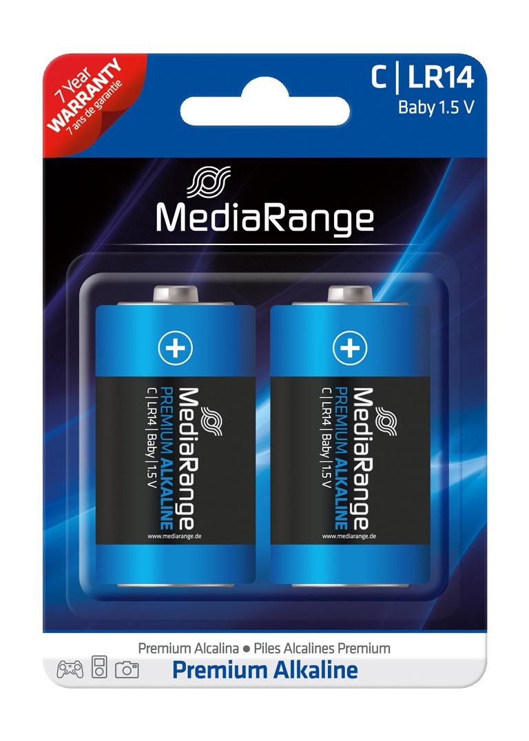 2 MediaRange Premium Alkaline Batterien Baby C LR14 1.5V
