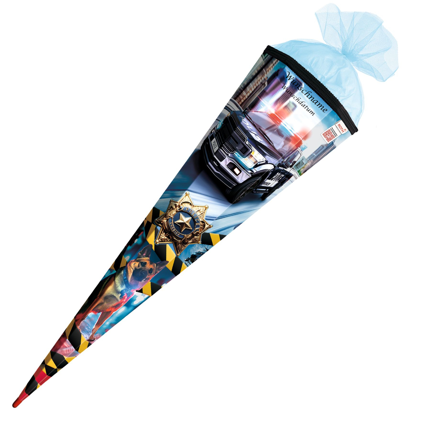 Schultüte mit Gravur / Zuckertüte / 85cm / eckig / "Polizei"