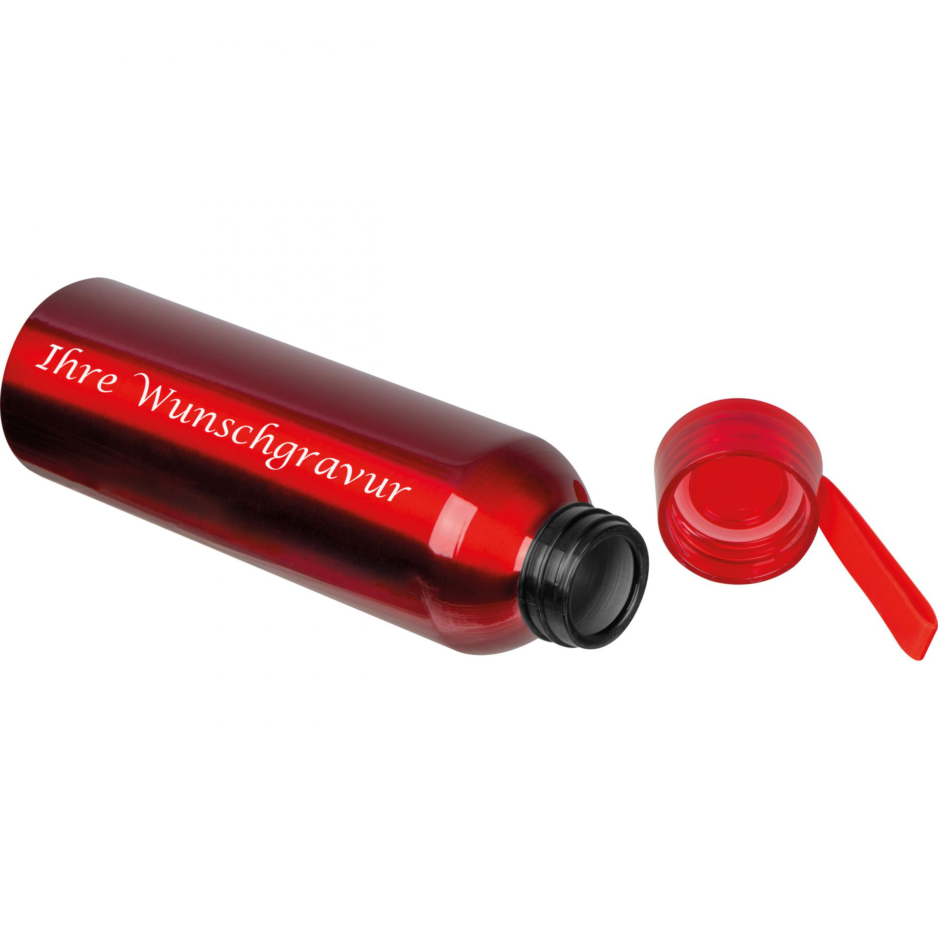 Aluminium Trinkflasche mit Gravur / mit Trageschlaufe / 600ml / Farbe: rot