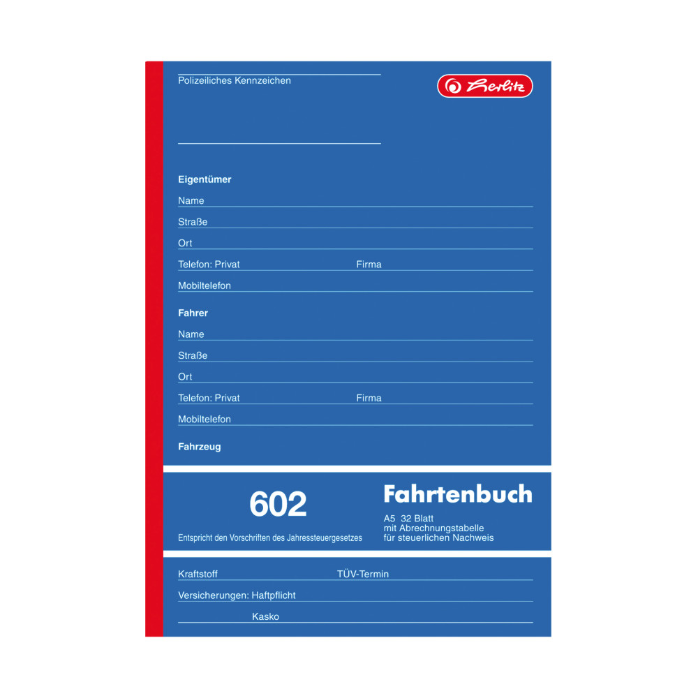 3x Herlitz Fahrtenbuch 602 / A5 / 32 Blatt