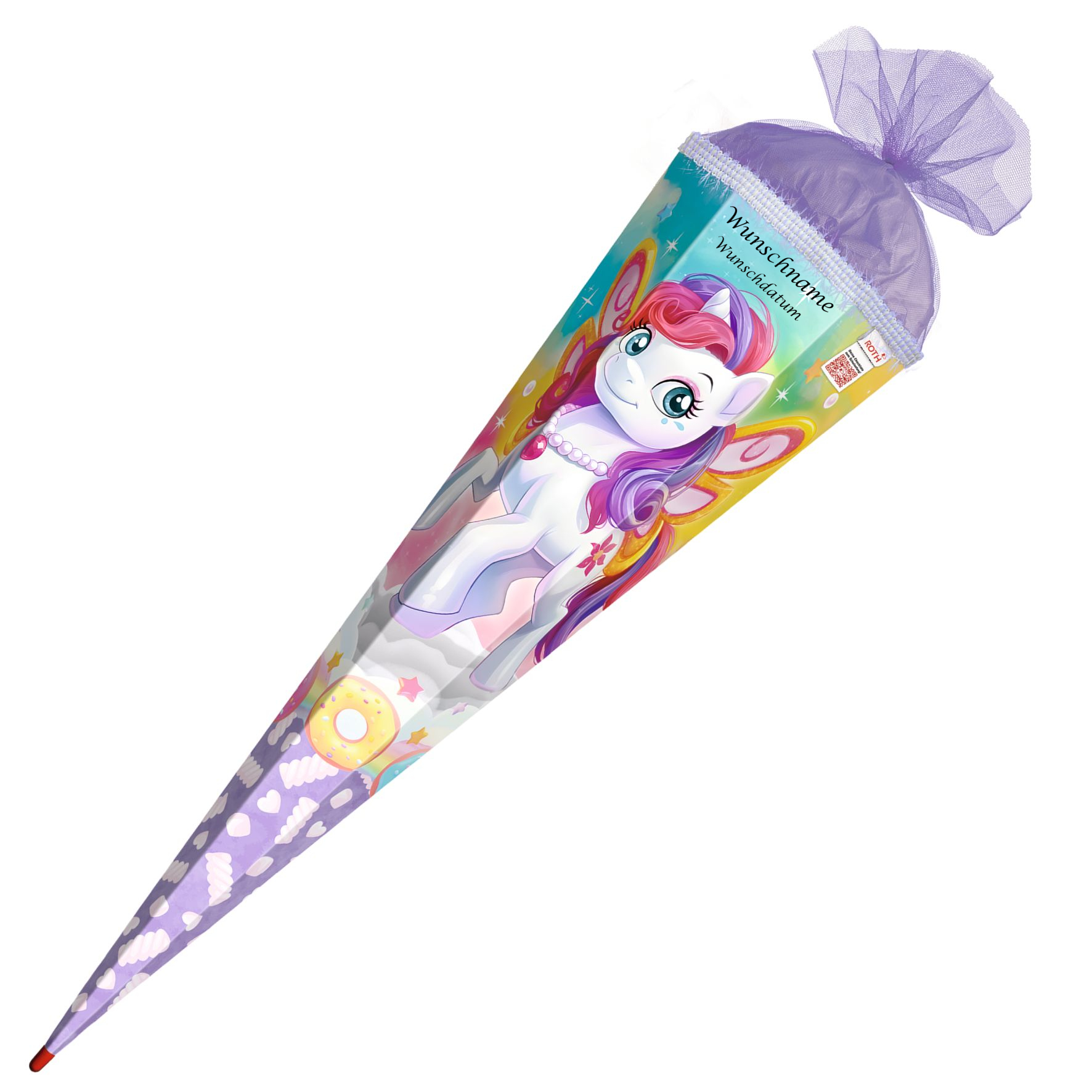 Schultüte mit Gravur / Zuckertüte / 85cm / eckig / "Feen-Pferd Flora"